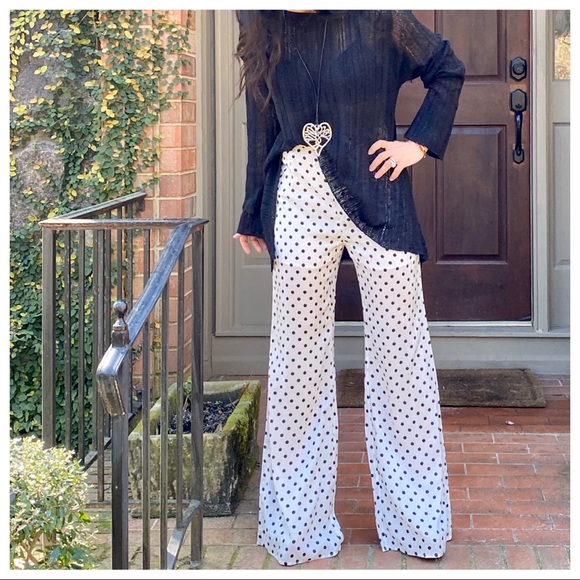 FABULOUS WHITE WITH BLACK POLKA DOT WIDE LEG PANTS - Picture 7 of 8